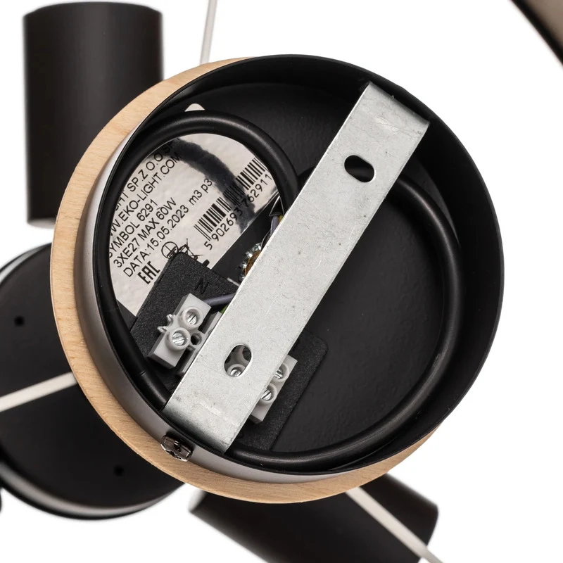 B-Ware Deckenleuchte Terra aus Holz und Textil schwarz Deckenlampe Lampe Leuchte Spot