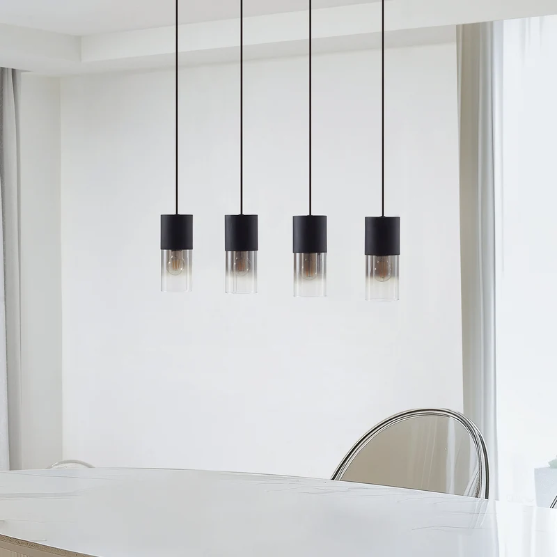 B-Ware Lindby Hängeleuchte Svante Hängelampe Deckenleuchte Lampe 4-flg schwarz Glas 85