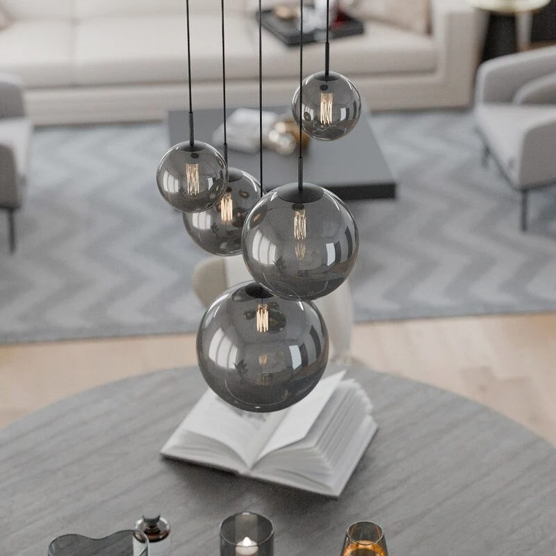 B-Ware Liadomo Pendelleuchte Vetro Cluster Lampe 5-flammig Rauchglas rauchfarben getönt