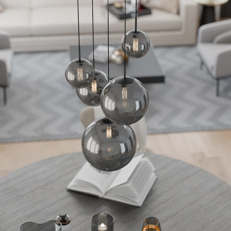 B-Ware Liadomo Pendelleuchte Vetro Cluster Lampe 5-flammig Rauchglas rauchfarben getönt