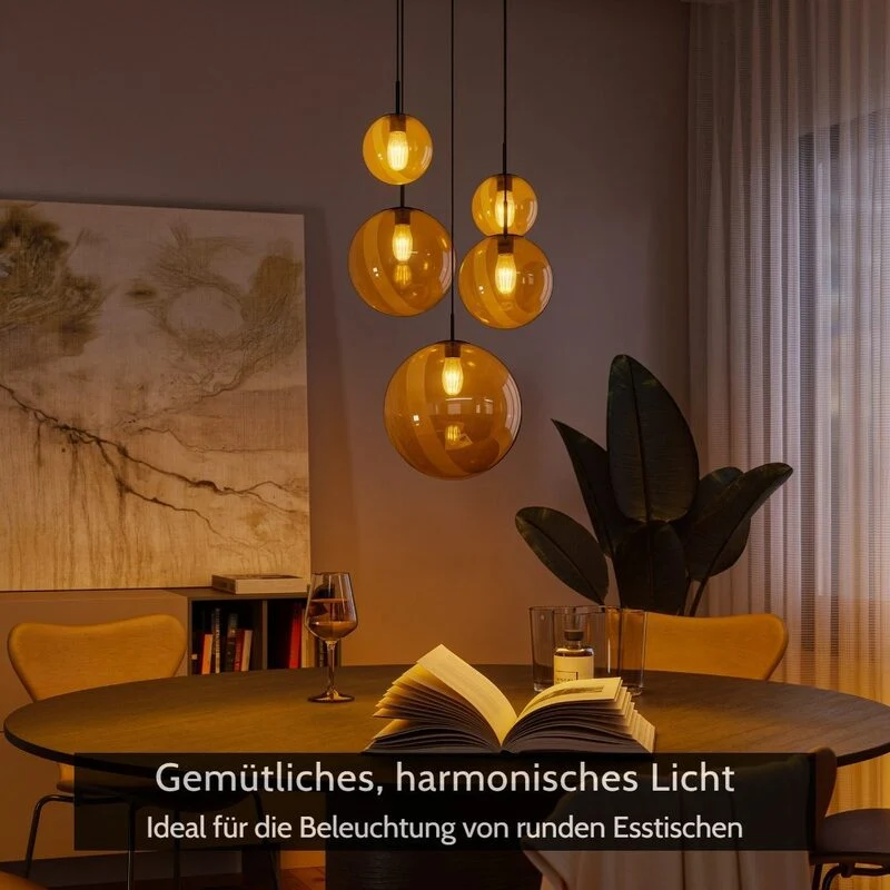 B-Ware Liadomo Pendelleuchte Vetro Cluster Lampe 5-flammig Rauchglas rauchfarben getönt