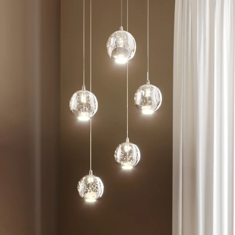B-Ware Lucande Pendelleuchte Hängelampe LED Glas Chrom Wohnbereich Tischbeleuchtung