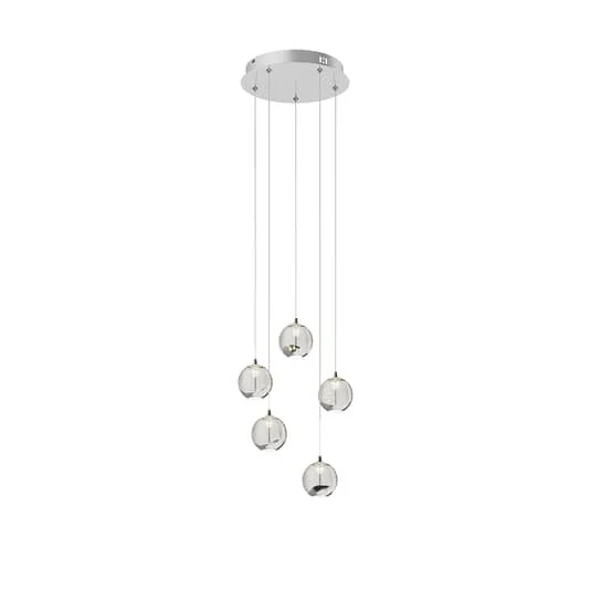 B-Ware Lucande Pendelleuchte Hängelampe LED Glas Chrom Wohnbereich Tischbeleuchtung