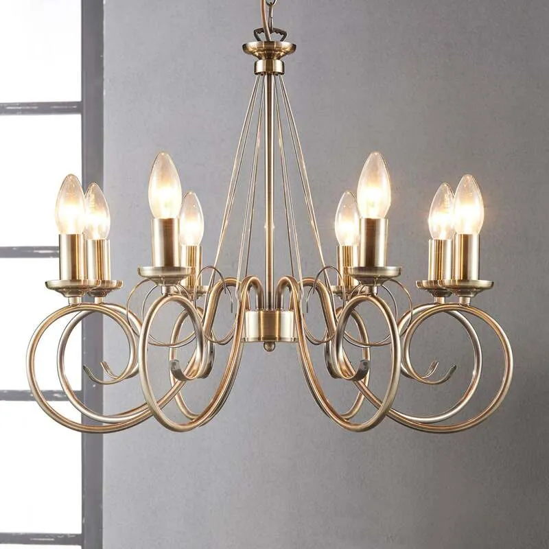 B-Ware Lindby Kronleuchter Hängeleuchte Marnia LED 8-flg dimmbar altmessing Ø53cm 150cm