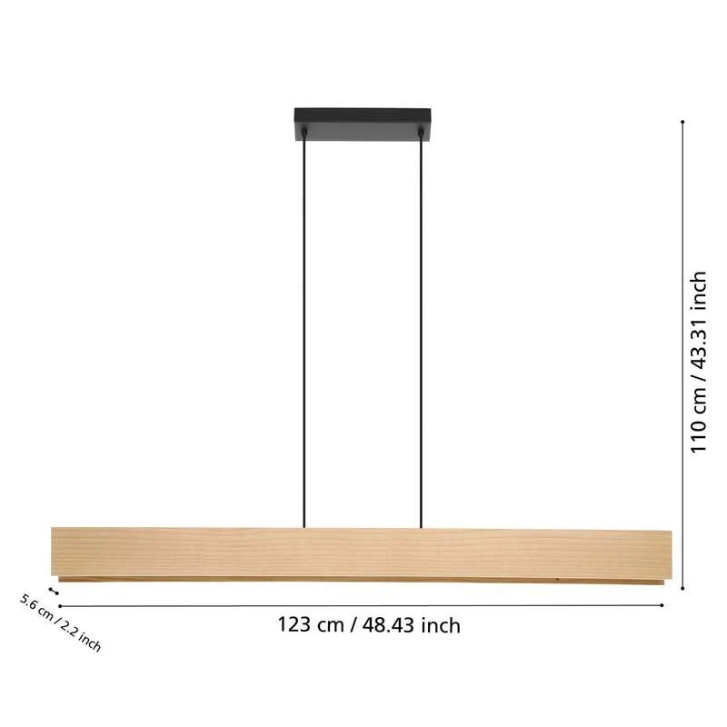 B-Ware EGLO Hängeleuchte Pendelleuchte Smart Zig LED Anchorena Z Holz hell schwarz w864