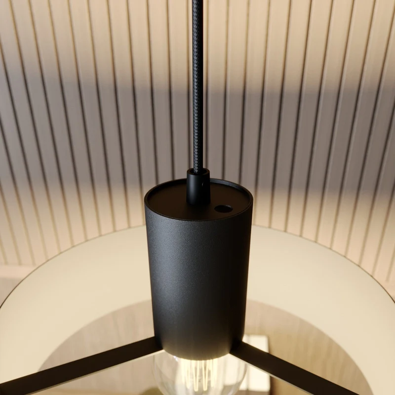 B-Ware Hängeleuchte Lampe Leuchte Hängelampe Deckenlampe Rif aus Metall schwarz Ø 25 cm