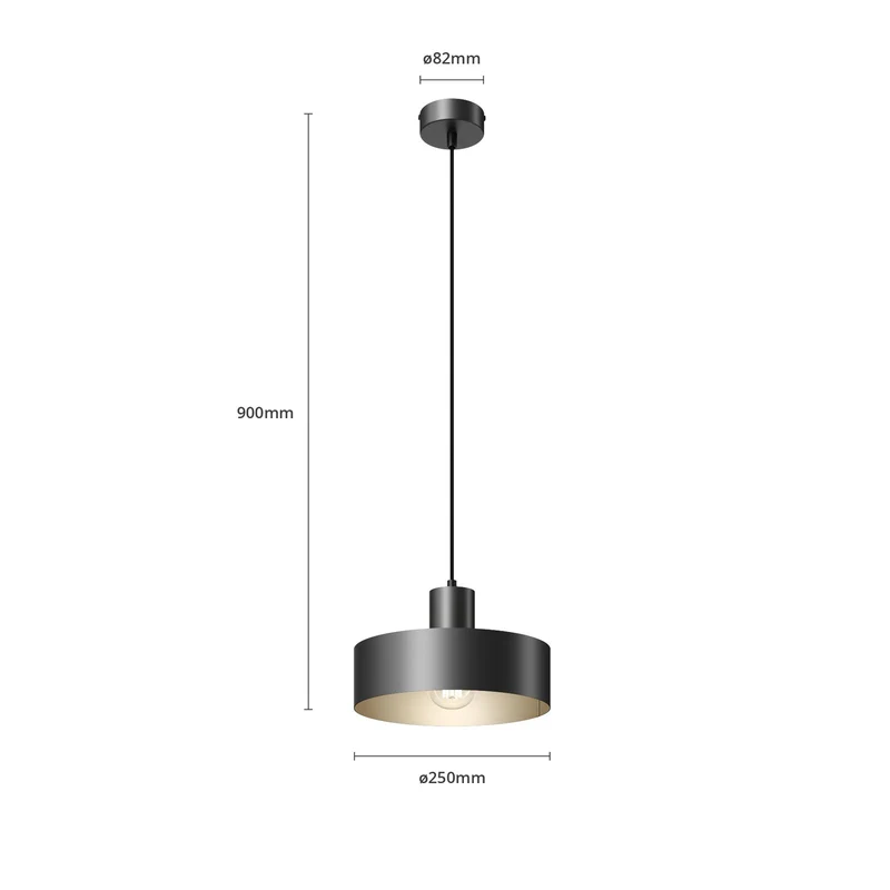 B-Ware Hängeleuchte Lampe Leuchte Hängelampe Deckenlampe Rif aus Metall schwarz Ø 25 cm