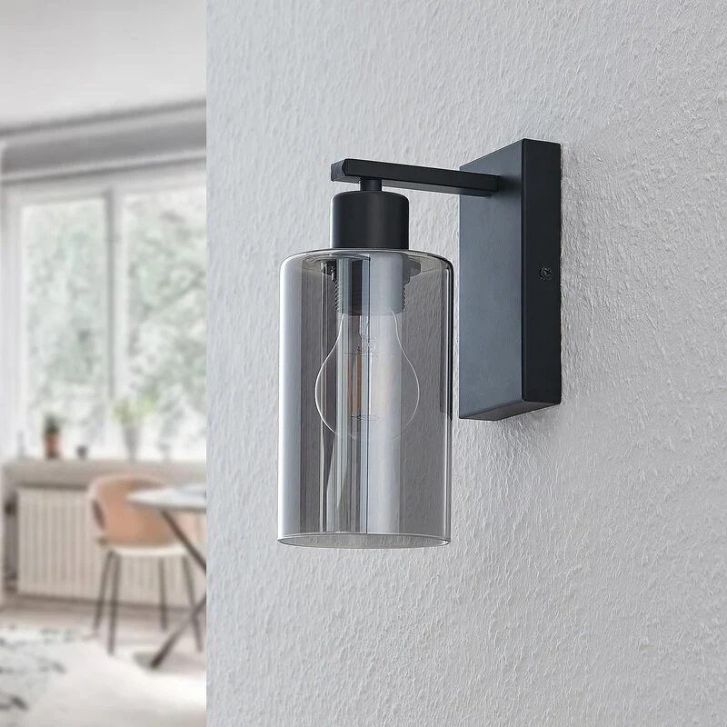 B-Ware Lindby Emavi Wandleuchte Wandlampe Lampe Leuchte Innenraumlampe mit Rauchglas