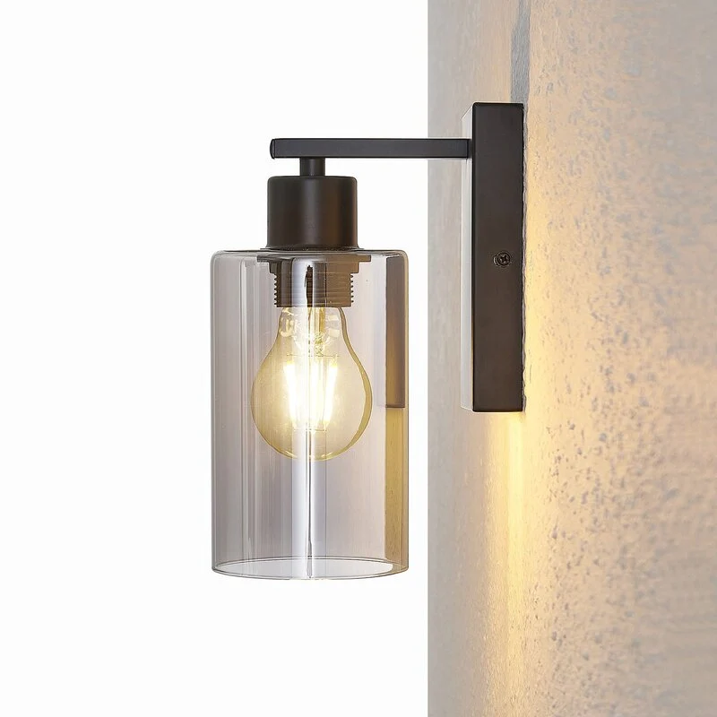 B-Ware Lindby Emavi Wandleuchte Wandlampe Lampe Leuchte Innenraumlampe mit Rauchglas