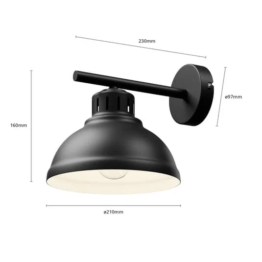 B-Ware Euluna Wandleuchte Sven Wandlampe Wandlicht Leuchte Lampe E27 einflammig schwarz