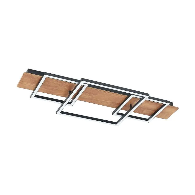B-Ware Lucande Chariska LED Deckenlampe Deckenleuchte Lampe Leuchte Holz schwarz 95cm