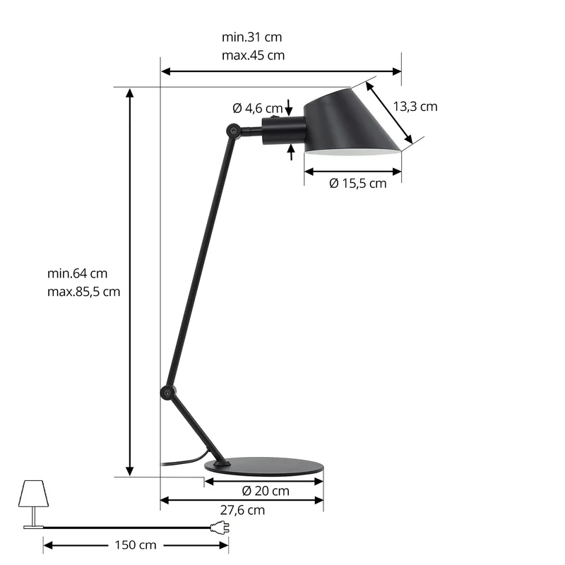 B-Ware Lindby Tischleuchte Corali schwarz Metall Höhe 64 cm Lampe Leuchte SIEHE TEXT