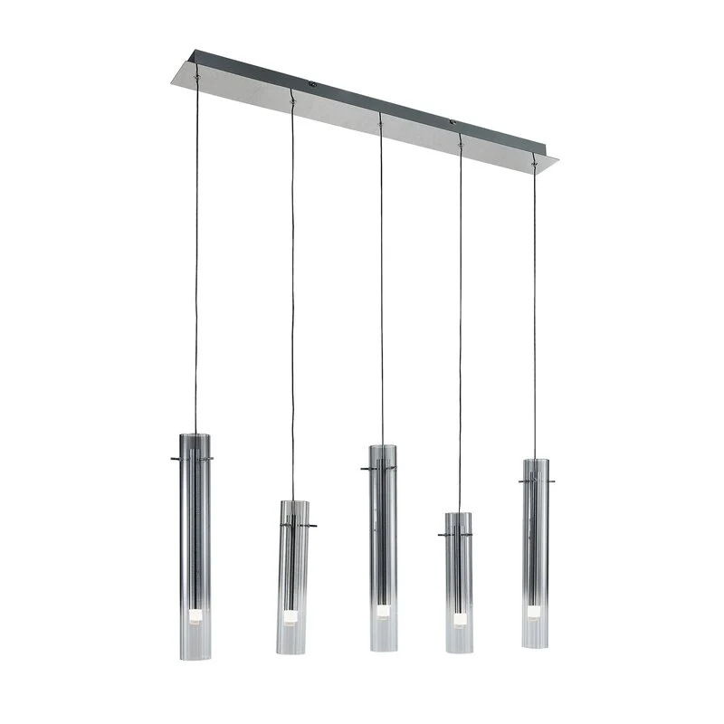 B-Ware Lucande LED-Deckenleuchte Korvitha 5-flammig grau Glas Deckenlampe Lampe Spot