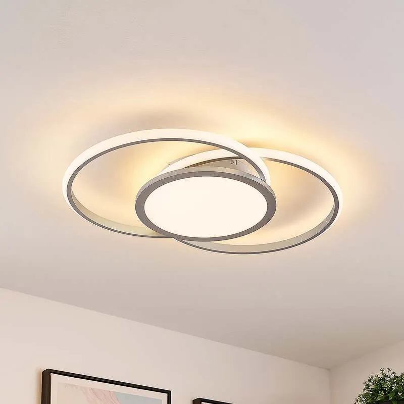 B-Ware Lucande Deckenlampe Deckenleuchte LED Lampe silber Aluminium Wohnbereich dimmbar