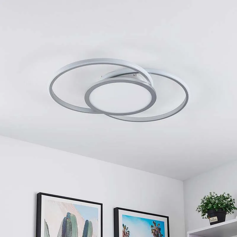 B-Ware Lucande Deckenlampe Deckenleuchte LED Lampe silber Aluminium Wohnbereich dimmbar