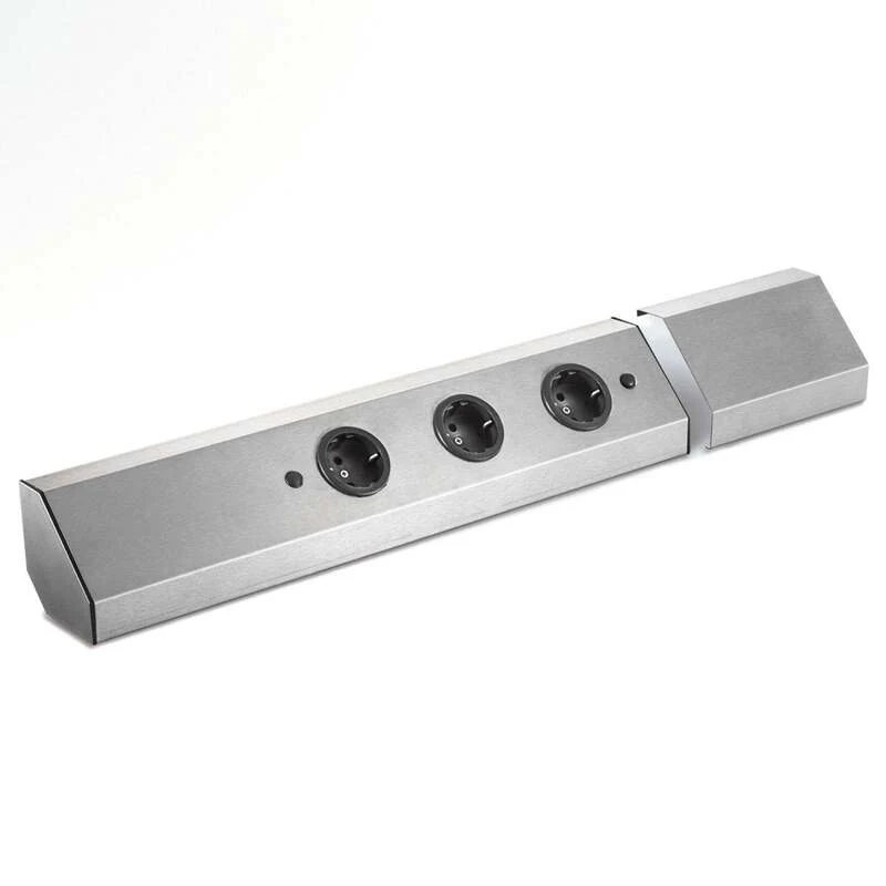 B-Ware Evotec Eck-Steckdosenleiste Power 3er Edelstahl 59 cm IP20 230 V