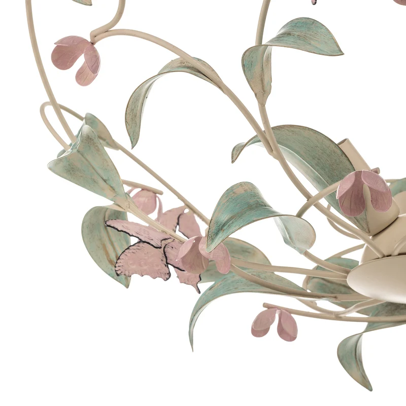 B-Ware Deckenlampe BUTTERFLY LED 3-flammig dimmbar creme grün rosé Ø 64 cm Edelstahl