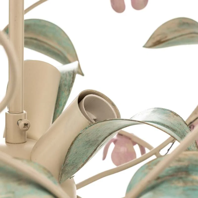 B-Ware Deckenlampe BUTTERFLY LED 3-flammig dimmbar creme grün rosé Ø 64 cm Edelstahl