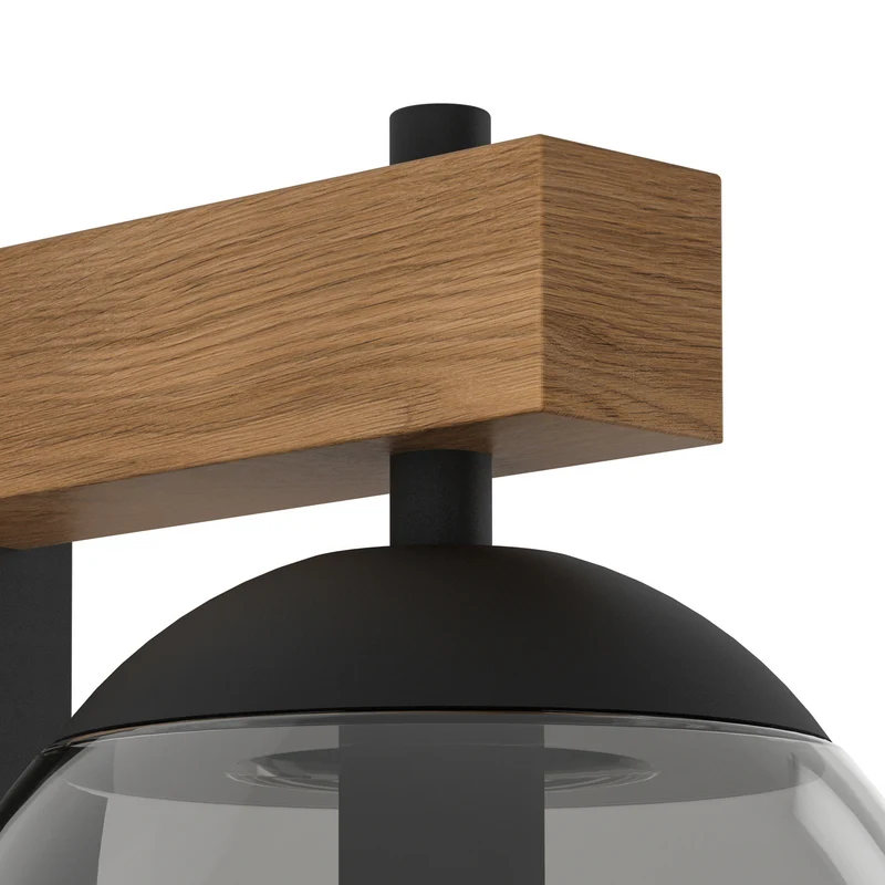 B-Ware Eglo Außenwandleuchte Bufalata Wandleuchte Wandlampe E27 Schwarz Holz Glas Rauch