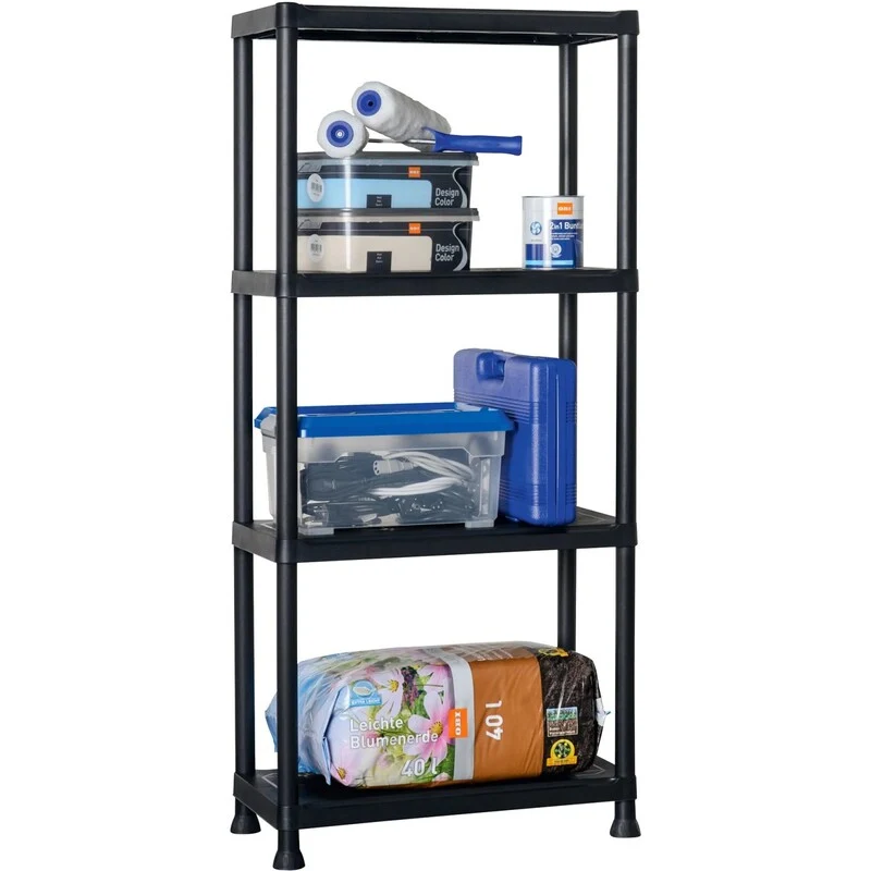 B-Ware Kunststoffregal XS-60 Schwarz 135cm x 60cm x 30cm Lagerregal Steckregal 20kg