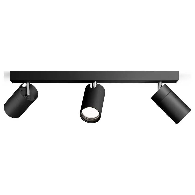 B-Ware Philips Deckenstrahler GU10 Schwarz dimmbar 3-flammig IP44 Metall 442x83x119mm