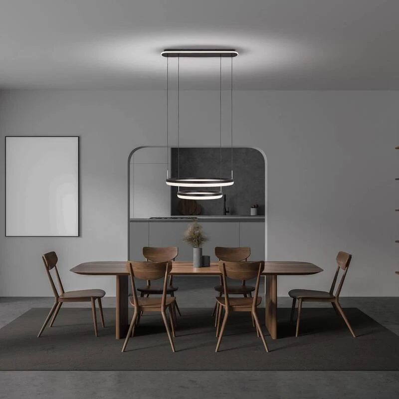 B-Ware Näve Pendelleuchte Hängelampe LED CCT Ringe Fernbedienung schwarz Kunststoff267