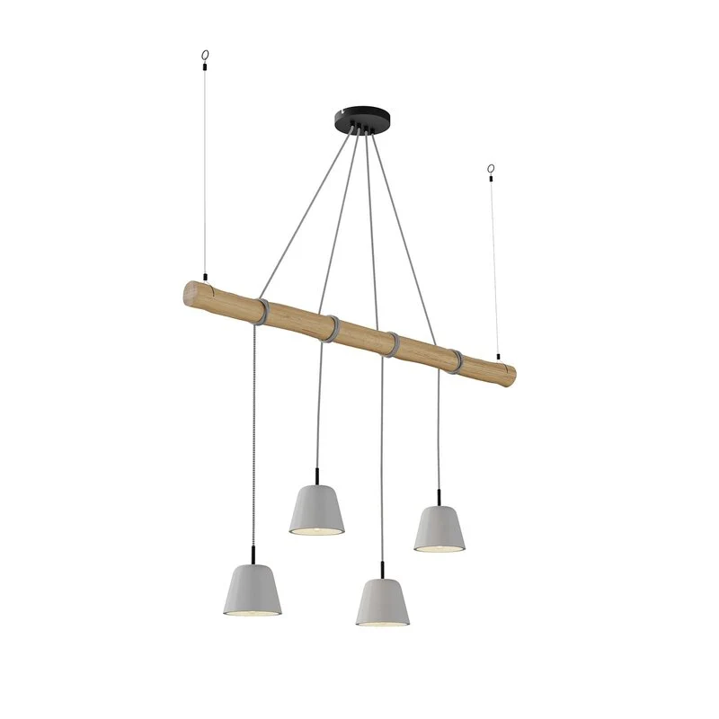 B-Ware Lucande Asta Pendelleuchte Hängeleuchte Deckenlampe Lampe Leuchte Holz grau E14