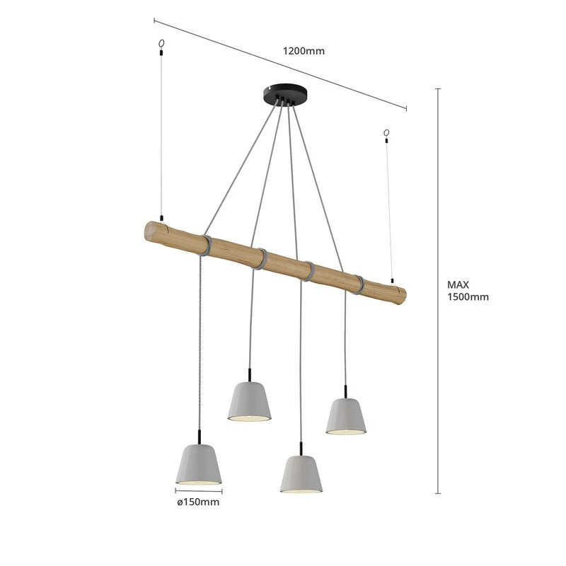 B-Ware Lucande Asta Pendelleuchte Hängeleuchte Deckenlampe Lampe Leuchte Holz grau E14