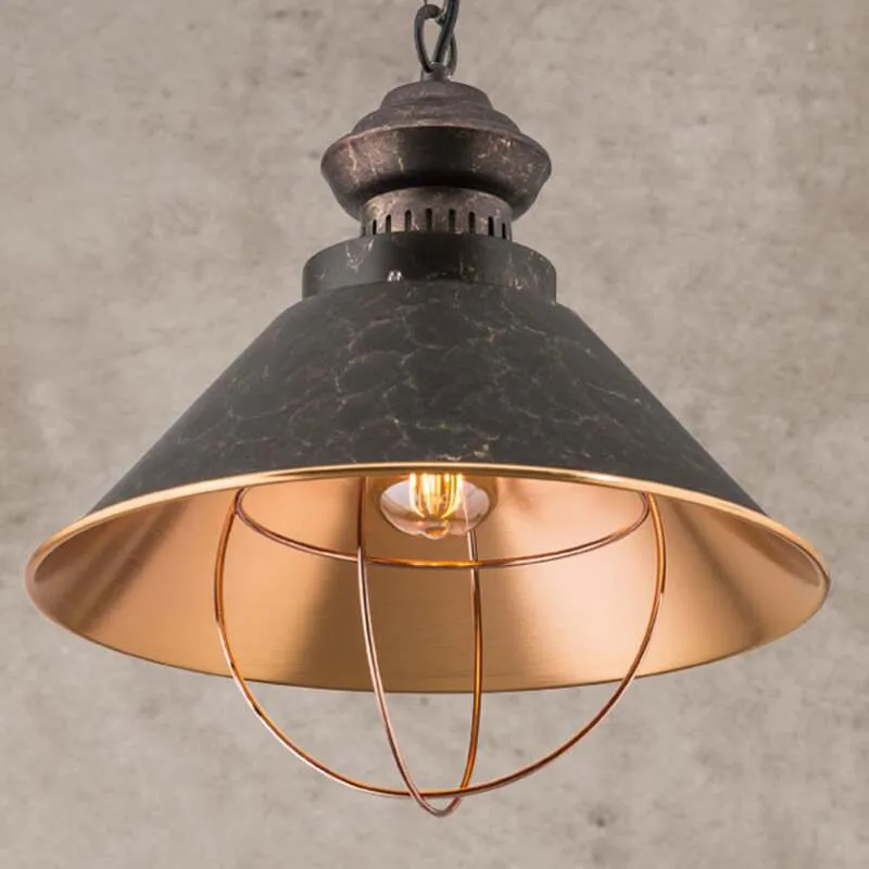 B-Ware Orion Pendellampe Shanta Hängelampe dimmbar schwarz-kupfer 30cm Höhe 34cm Ø