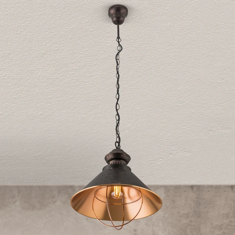 B-Ware Orion Pendellampe Shanta Hängelampe dimmbar schwarz-kupfer 30cm Höhe 34cm Ø
