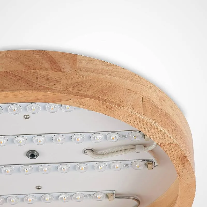 B-Ware Lindby Deckenleuchte Holz/Weiß Milada LED Lampe dimmbar CCT Fernbedienung 40cm