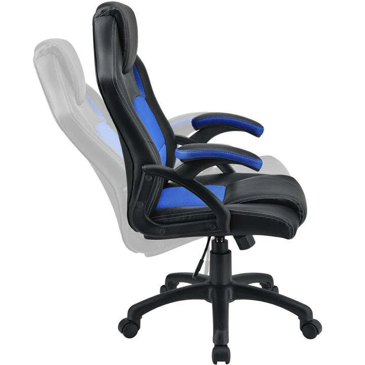 B-Ware Racing Schreibtischstuhl Montreal ergonomisch mit verstellbarer Rückenlehne blau