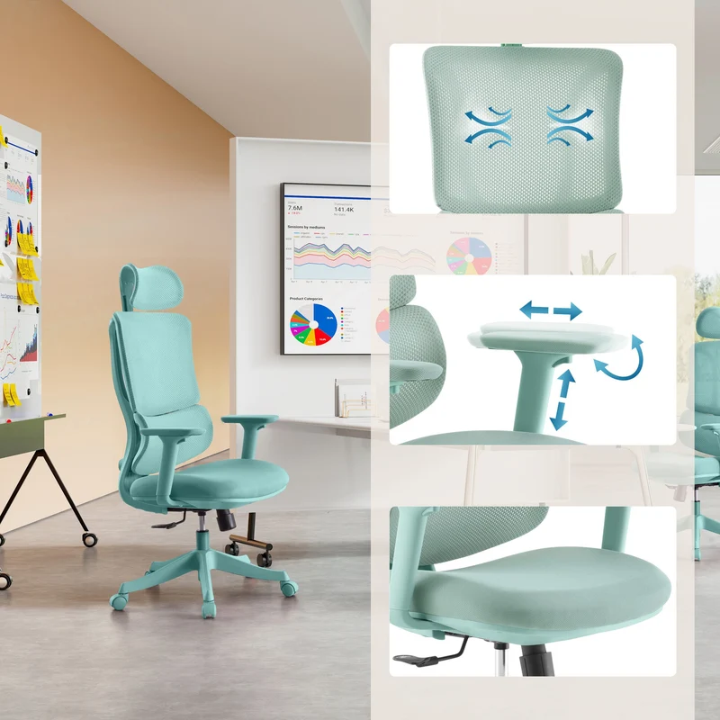 B-Ware MyBuero Drehstuhl Bürostuhl Stuhl Ergomy Colore Stoff 3D Netz Türkis Büro Office
