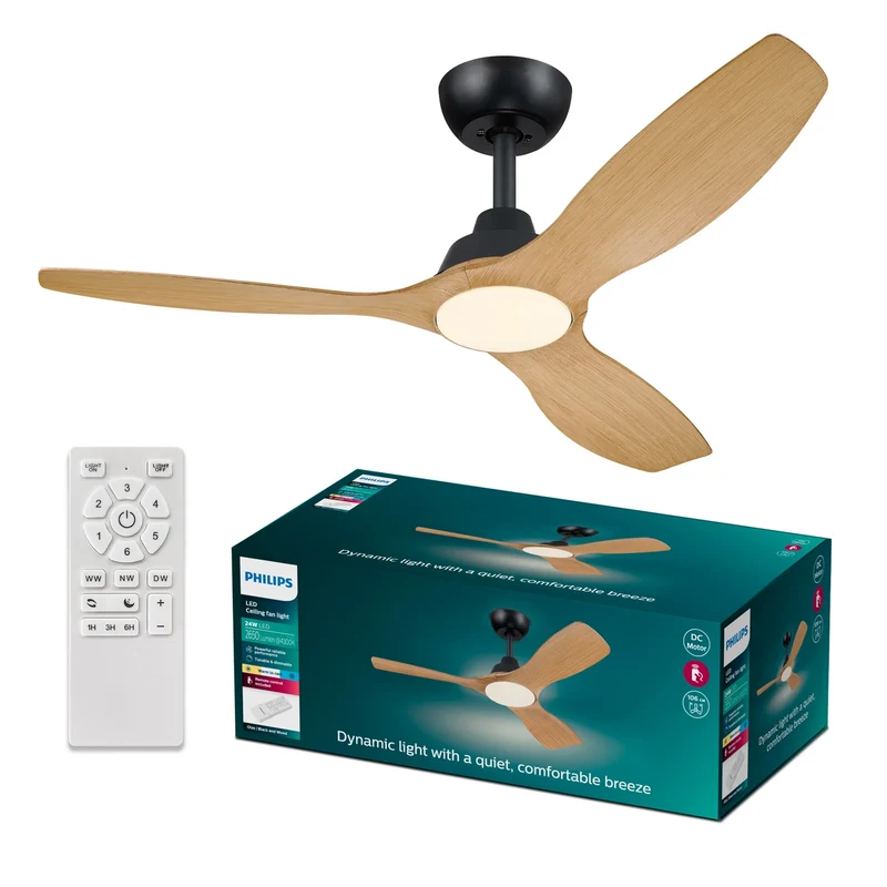 B-Ware Philips Ventilator Deckenventilator LED Lüfter Olas holz schwarz Fernbedienung