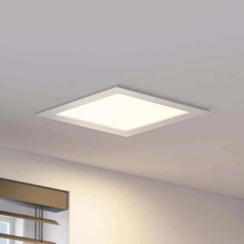 B-Ware Prios LED-Einbaulampe Helina 22 cm 24 W dimmbar warmweiß IP44 Silber