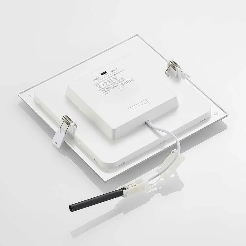 B-Ware Prios LED-Einbaulampe Helina 22 cm 24 W dimmbar warmweiß IP44 Silber