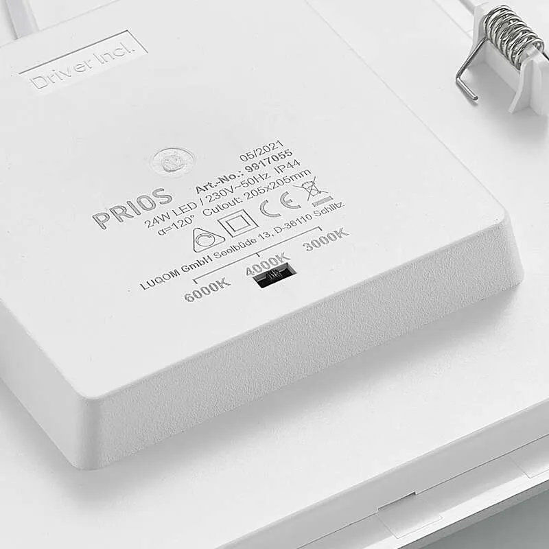 B-Ware Prios LED-Einbaulampe Helina 22 cm 24 W dimmbar warmweiß IP44 Silber
