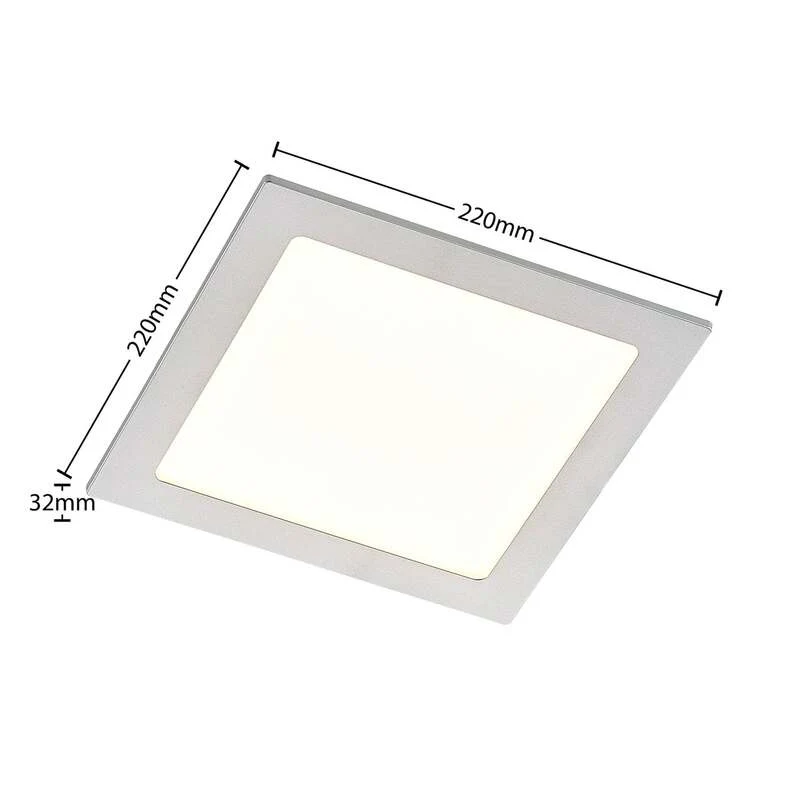 B-Ware Prios LED-Einbaulampe Helina 22 cm 24 W dimmbar warmweiß IP44 Silber