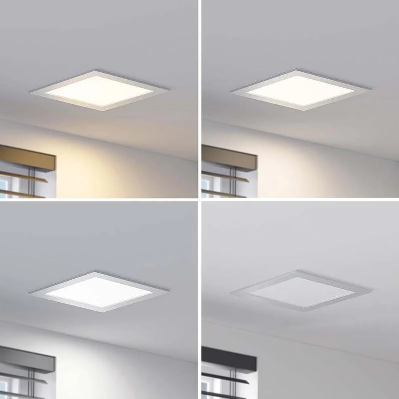 B-Ware Prios LED-Einbaulampe Helina 22 cm 24 W dimmbar warmweiß IP44 Silber