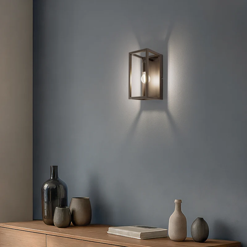 B-Ware Wandleuchte Frame titan-goldfarben LED Wandlampe Lampe dimmbar Stahl 15x30cm