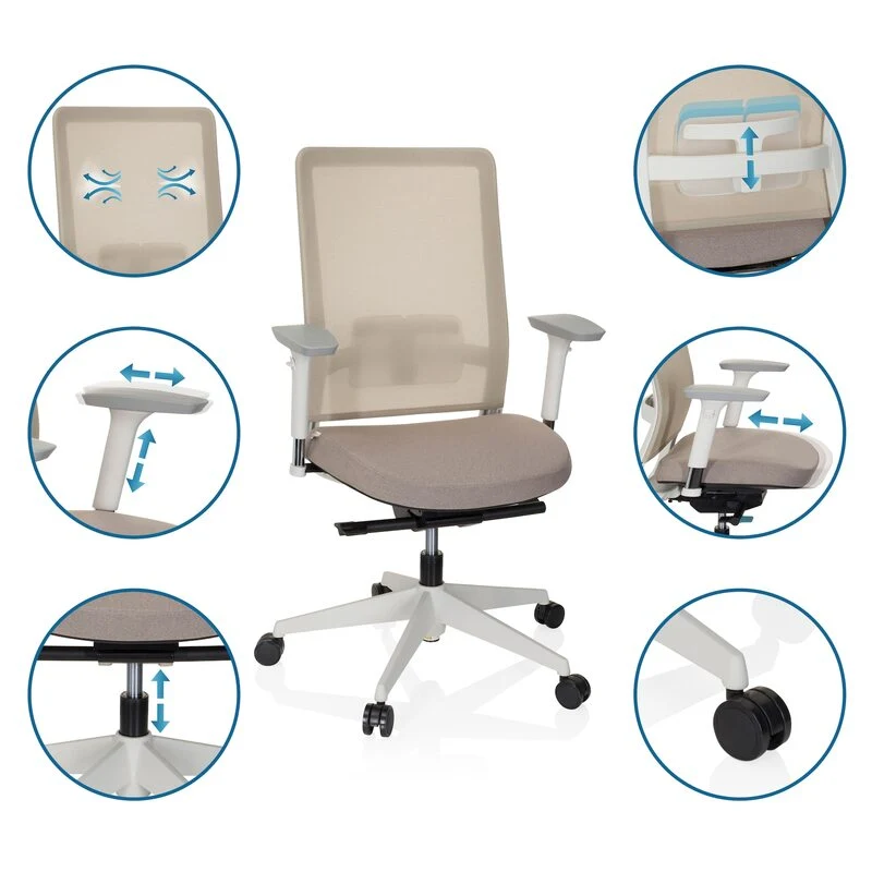B-Ware hjh OFFICE Bürostuhl Drehstuhl PURE WHITE Stuhl Schreibtischstuhl Stoff beige