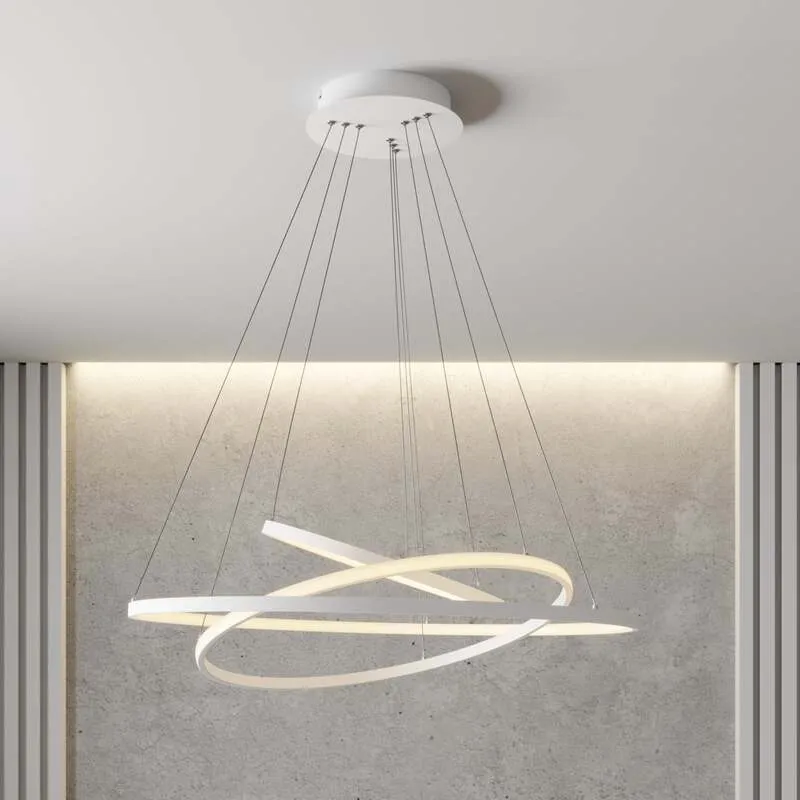 B-Ware Lucande Pendelleuchte Pendellampe LED Ezana weiß Metall Inneneinrichtung dimmbar