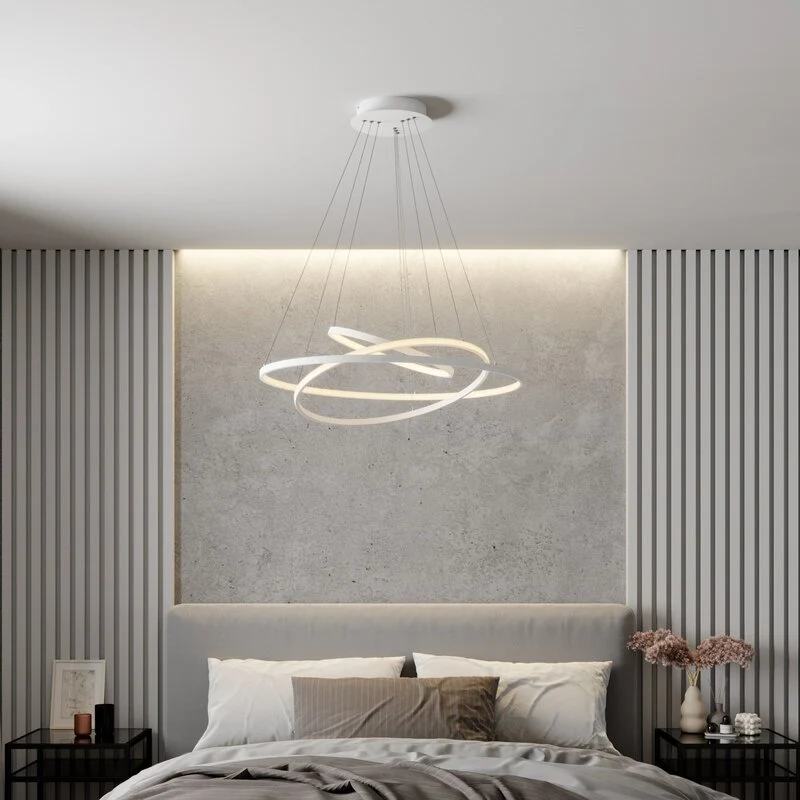 B-Ware Lucande Pendelleuchte Pendellampe LED Ezana weiß Metall Inneneinrichtung dimmbar