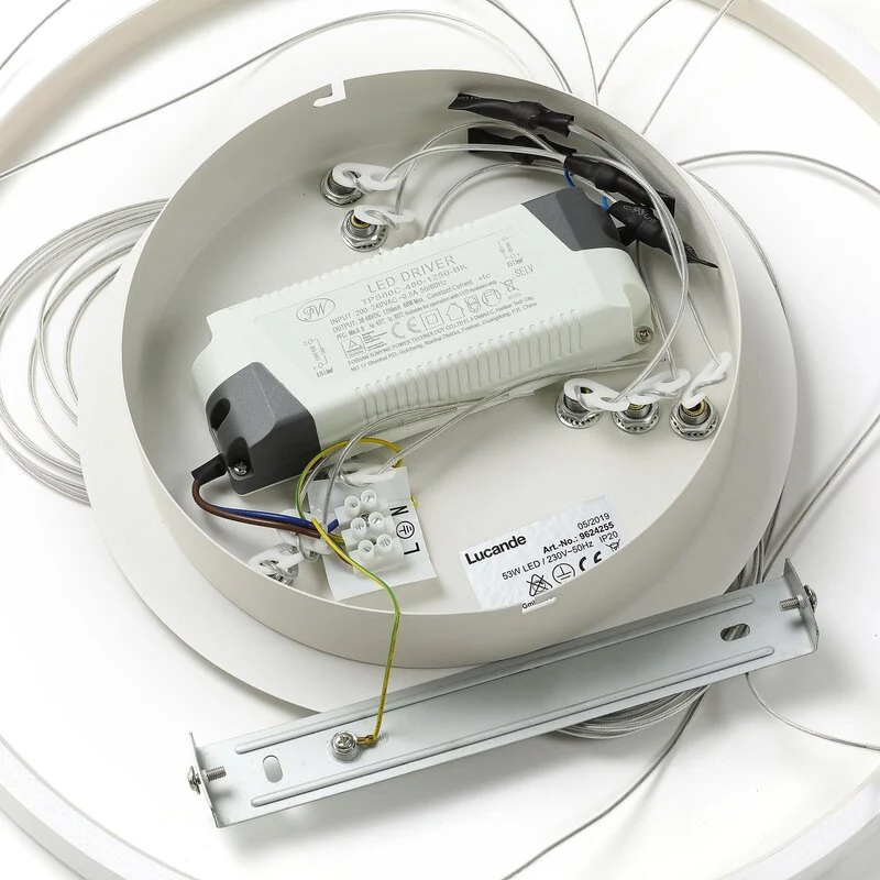 B-Ware Lucande Pendelleuchte Pendellampe LED Ezana weiß Metall Inneneinrichtung dimmbar