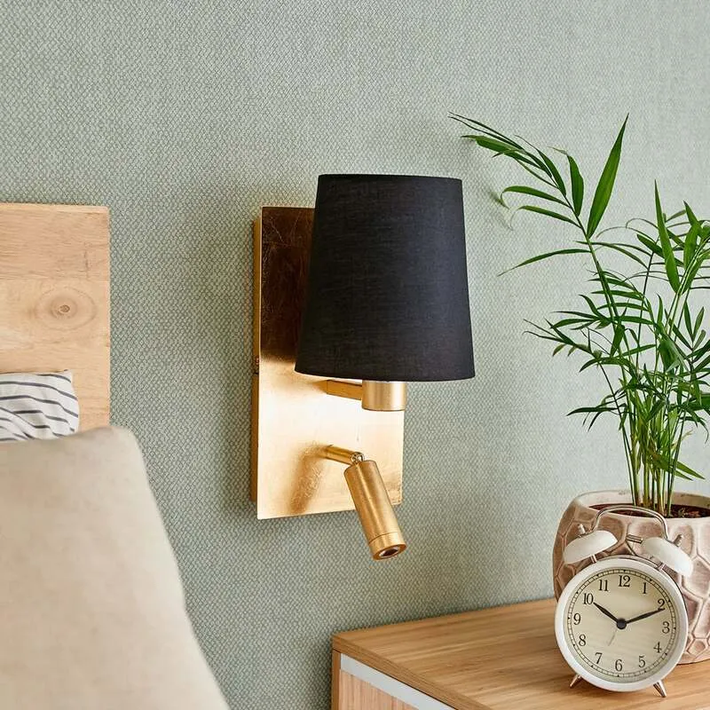 B-Ware Lindby Wandleuchte Aiden Leselampe Flurleuchte Lampe Leuchte 40W schwarz gold650