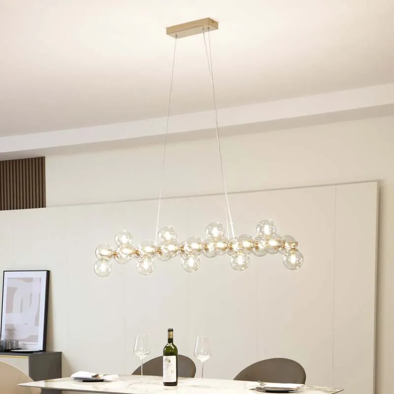 B-Ware Lucande Hängeleuchte Naelen LED Pendelleuchte dimmbar gold amber 125cm Glas