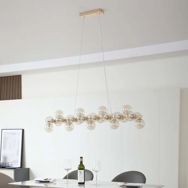 B-Ware Lucande Hängeleuchte Naelen LED Pendelleuchte dimmbar gold amber 125cm Glas