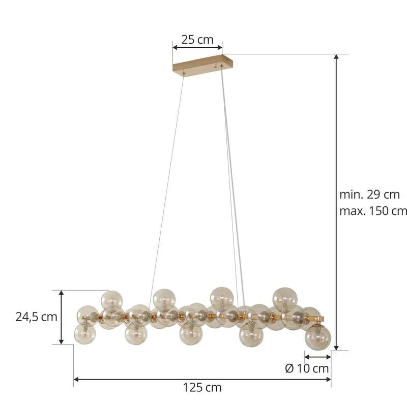 B-Ware Lucande Hängeleuchte Naelen LED Pendelleuchte dimmbar gold amber 125cm Glas