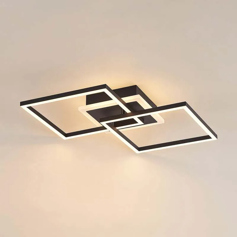 B-Ware Lindby Deckenlampe Fjardo LED Lampe dimmbar CCT Fernbedienung schwarz