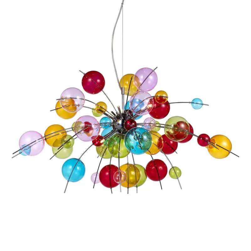 B-Ware Näve Aurinia Bunte Hängeleuchte 98 cm dimmbar G9 10x20W Glas Metall chrom